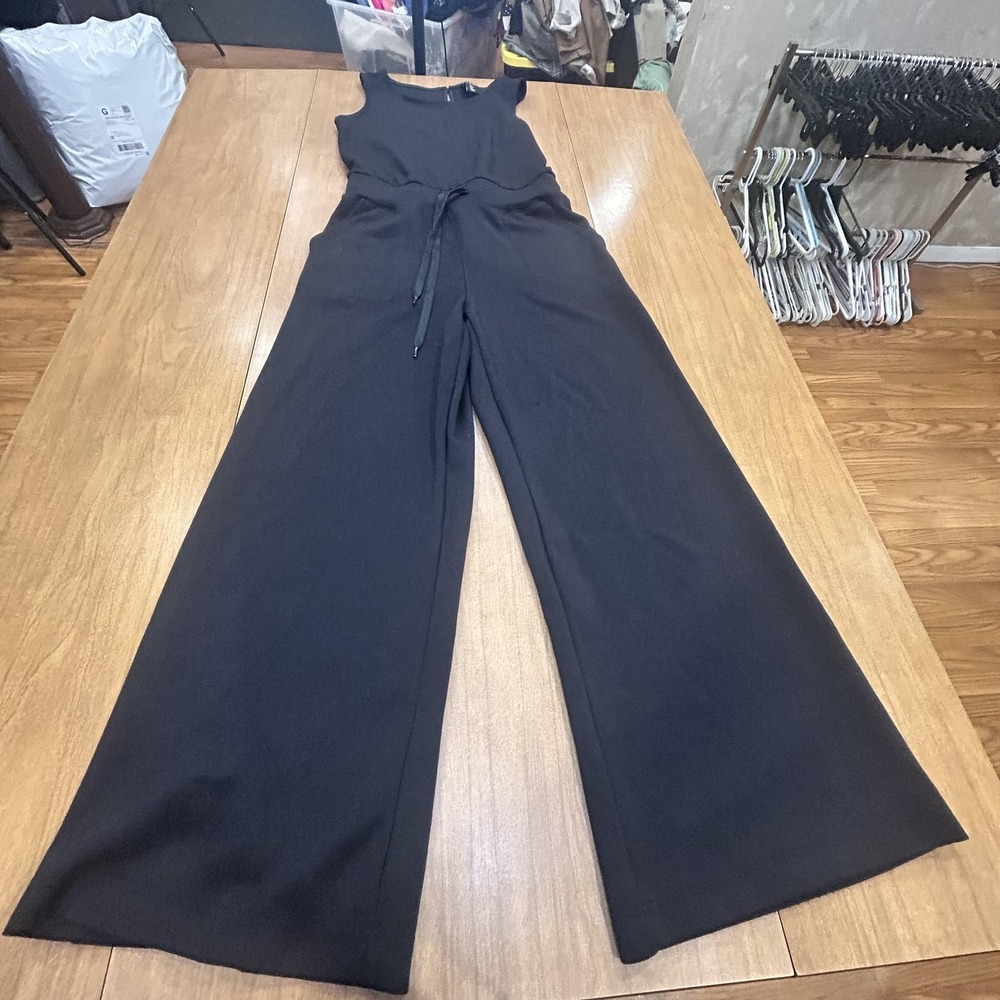 Nicole Miller New York Jumpsuit Womens Small Black Sleeveless Wide Leg Casual
